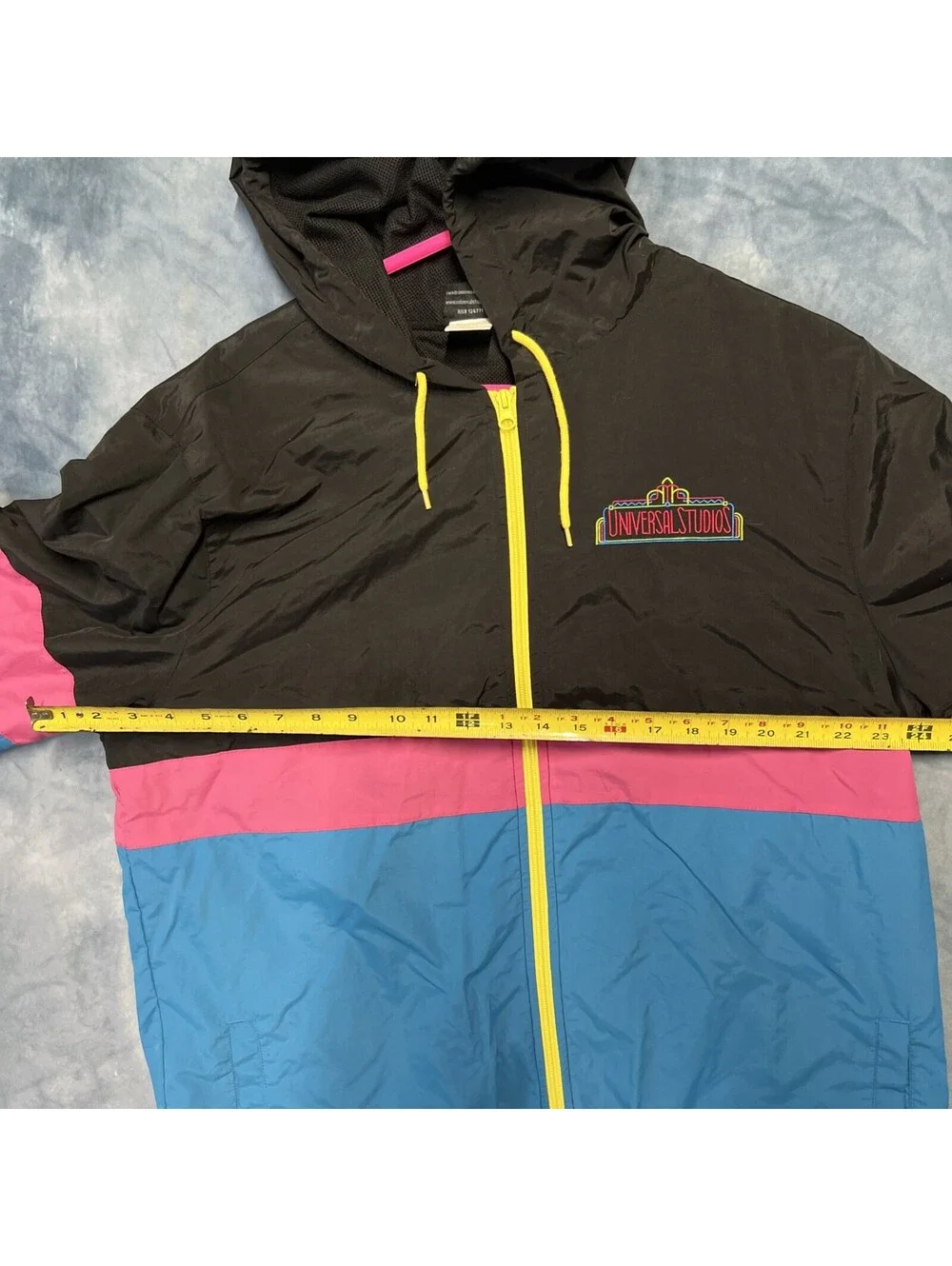 Universal Studios Jacket Adult XL Embroidered Retro Full Zip Hood Colorblock VTG